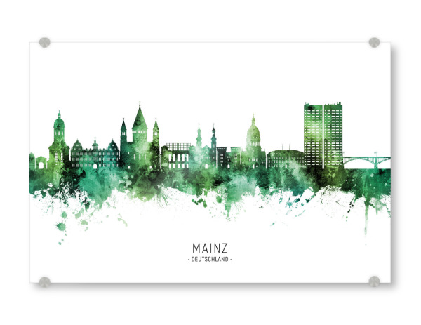 Acrylglasbild "Mainz Germany Skyline Green Name" artboxONE - Städte