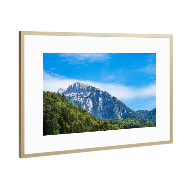 Poster mit Rahmen Gold "Bäume und Berge" artboxONE - Natur,Reise