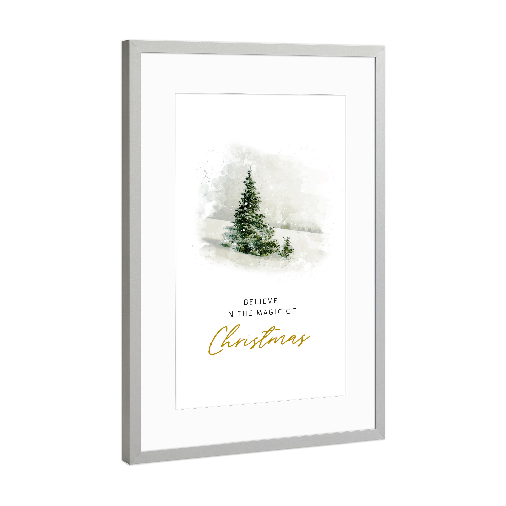 Poster mit Rahmen Silber "Believe in the Magic of Christmas" artboxONE - Typografie,Weihnachten