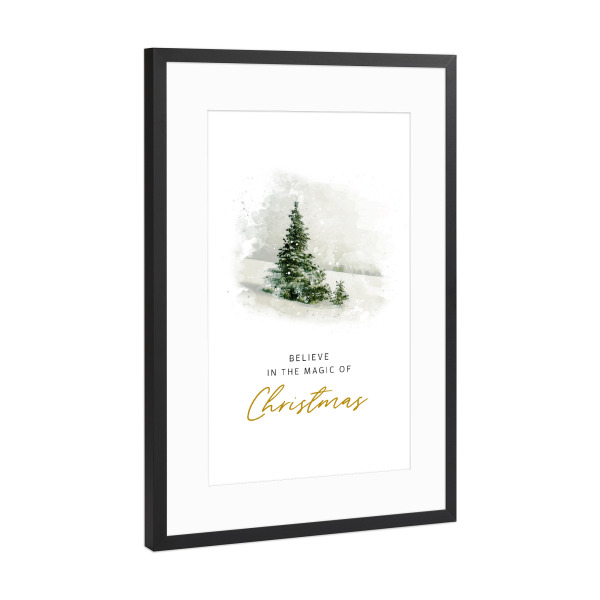 Poster mit Rahmen Schwarz (Metallic) "Believe in the Magic of Christmas" artboxONE - Typografie,Weihnachten