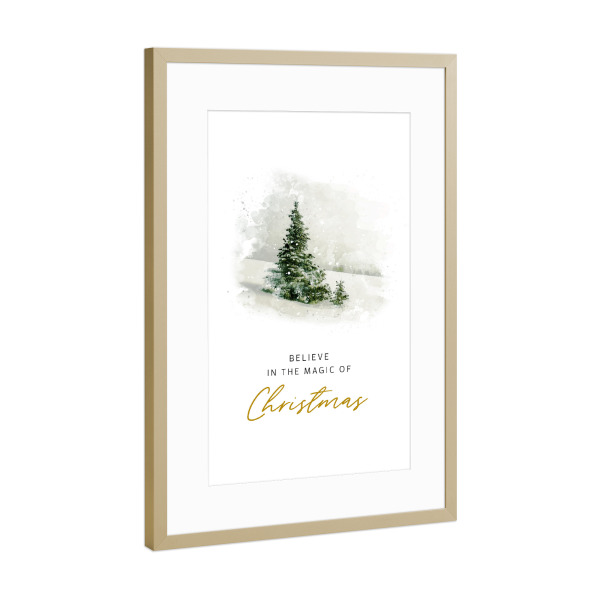 Poster mit Rahmen Gold "Believe in the Magic of Christmas" artboxONE - Typografie,Weihnachten