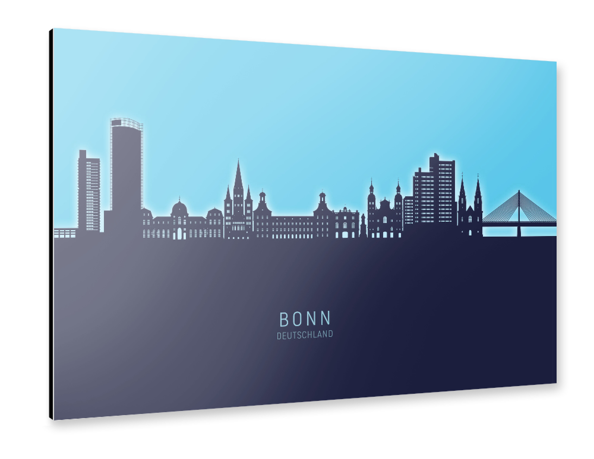 Alu-Dibond "Bonn Germany Skyline Glow Blue" 30x20 cm artboxONE