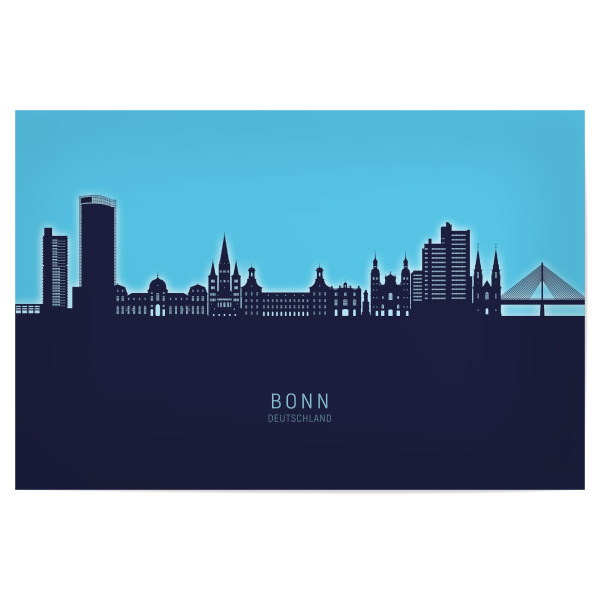 Poster 30x20 cm "Bonn Germany Skyline Glow Blue" artboxONE - Städte