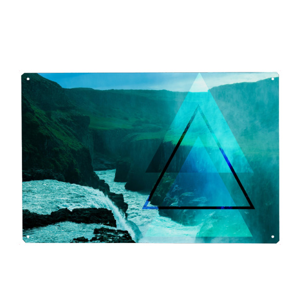 Metall Poster "Wasserfall mit Dreiecken" artboxONE - Natur,Reise,Reise / Länder