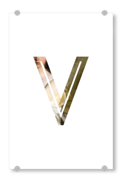 Acrylglasbild "IMPRESS-LETTER V" artboxONE - Typografie,Fashion,Buchstaben,Buchstaben / V
