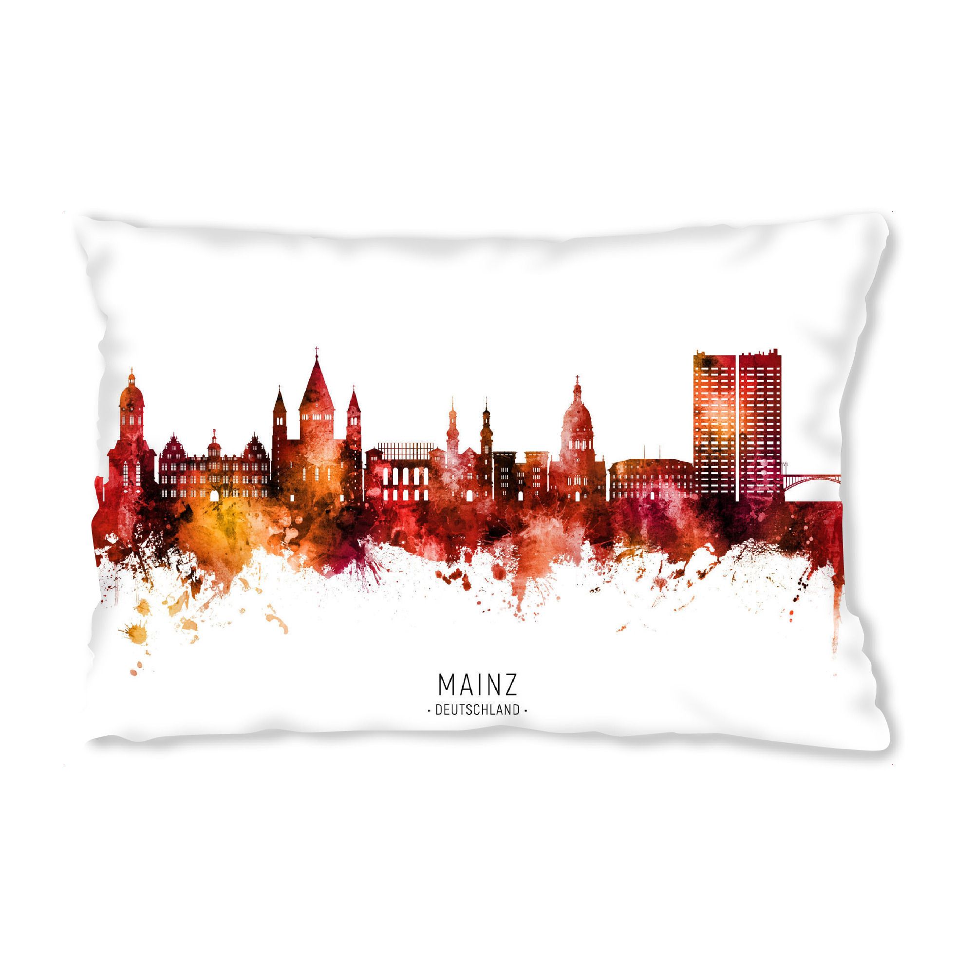 Design-Kissen "Mainz Germany Skyline Red Name" artboxONE - Städte