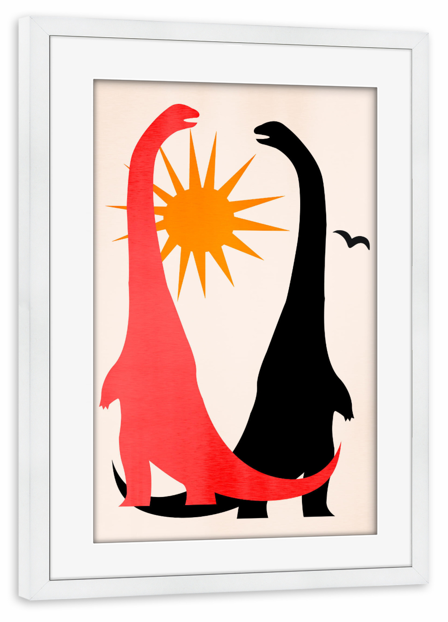 Poster mit Rahmen weiß "Good Old Days!" artboxONE - Für Kinder,Tiere - Kinder,Dinosaurier,Dino,Sonne,Geometric,Nursery,Sun,Animals,Tiere