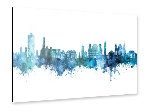 Alu-Dibond "Augsburg Germany Skyline Blue" 30x20 cm artboxONE