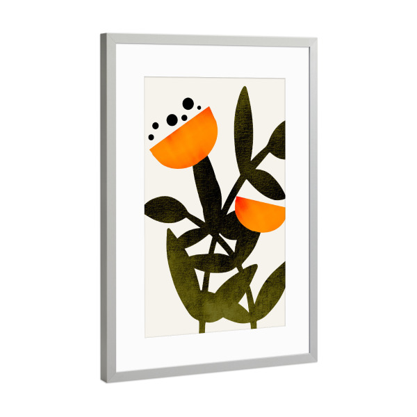 Poster mit Rahmen Silber "A Flower Called Polly" artboxONE - Floral,Abstrakt,Geometrie