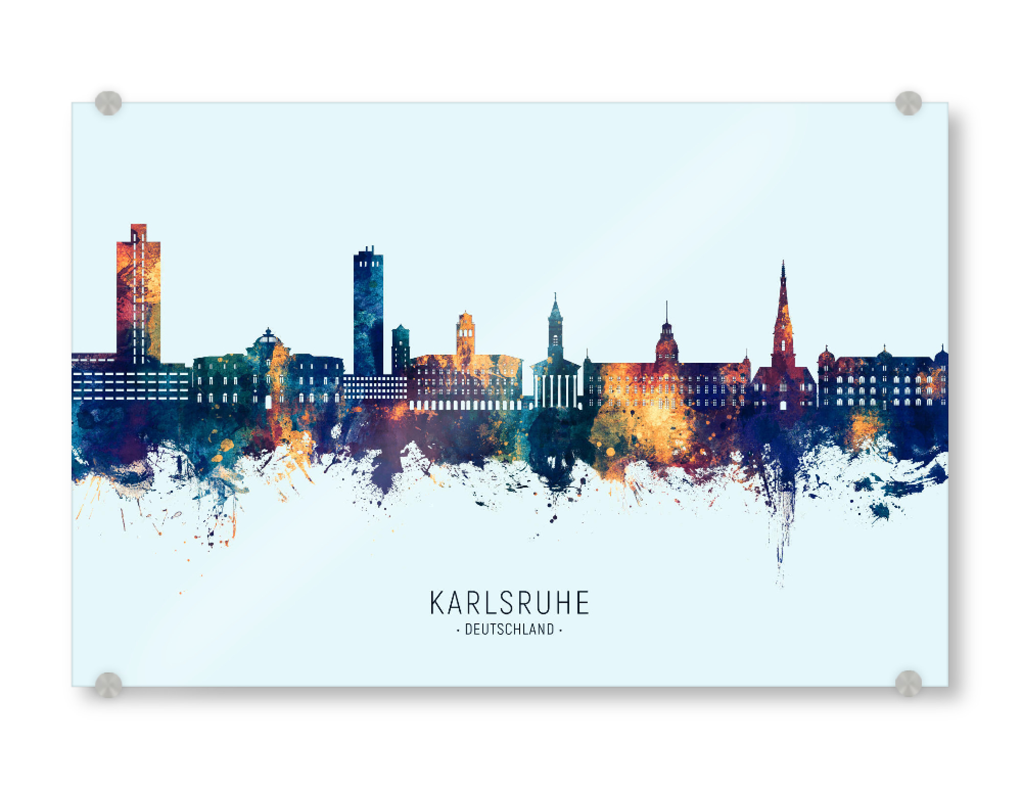 Acrylglasbild "Karlsruhe Skyline BlueOrange" artboxONE - Städte