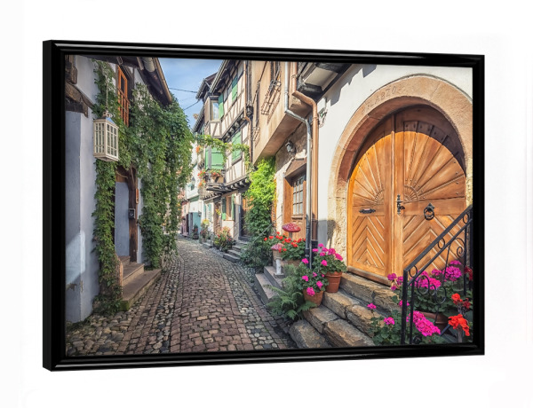 Poster mit schwarzem Rahmen "Eguisheim Street" artboxONE - Städte,Reise,Architektur,Reise / Länder,Städte / Weitere