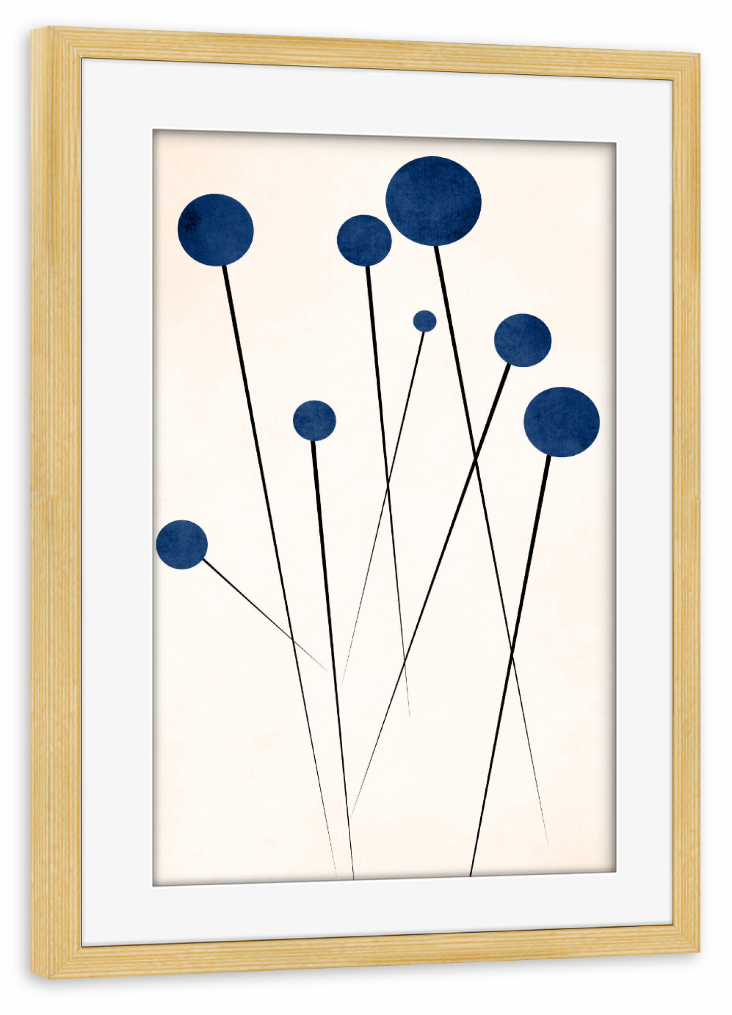 Poster mit Rahmen kiefer "Blue Flowers" artboxONE - Abstrakt,Geometrie - Blumen,Blau,Plant,Pflanzen,Floral,Abstract,Abstrakt,Geometrie,Geometry