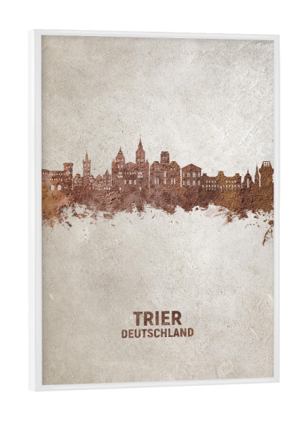 Poster mit weißem Rahmen "Trier Germany Skyline Rust" artboxONE - Städte