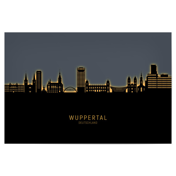 Poster 30x20 cm "Wuppertal Skyline Glow Orange" artboxONE - Städte