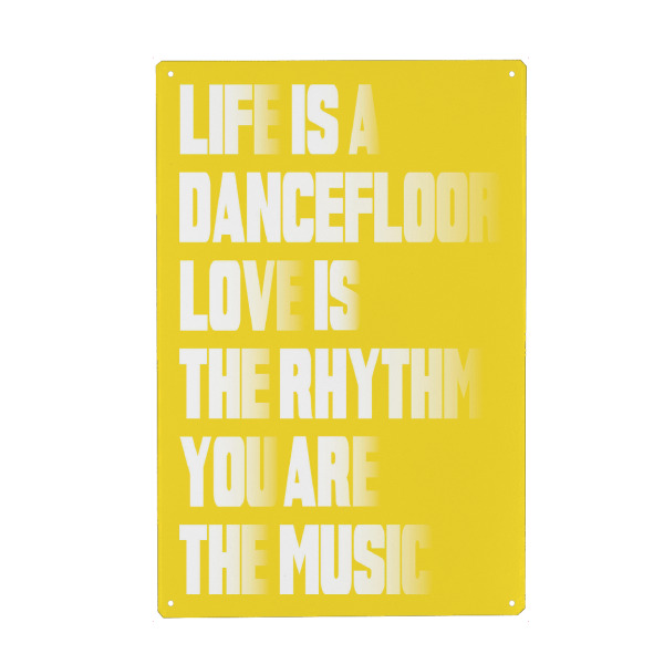 Metall Poster "You are the Music. Yellow White" artboxONE - Typografie,Musik,Liebe,Männer,Lustig
