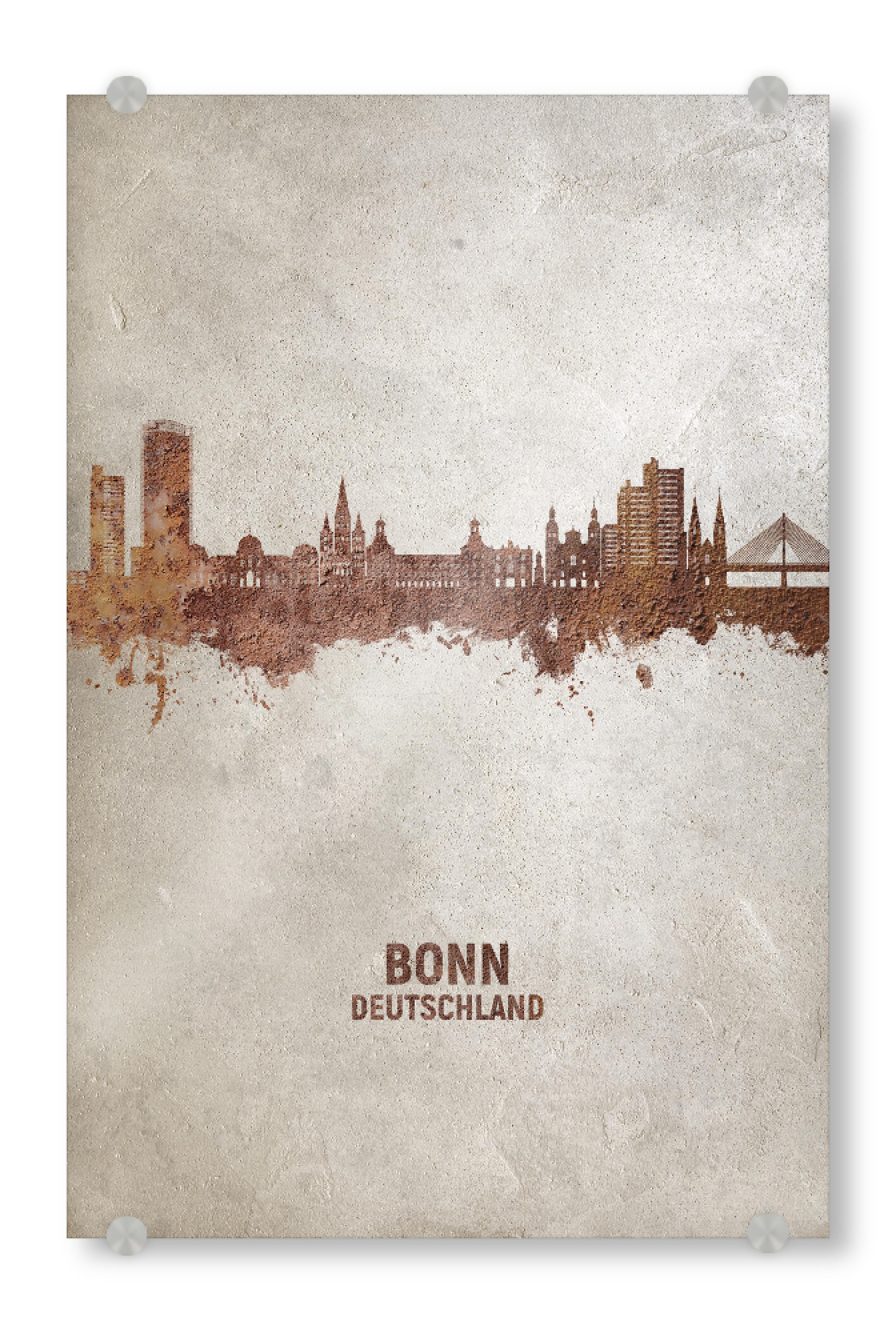 Acrylglasbild "Bonn Germany Skyline Rust" artboxONE - Städte - Bonn,Deutschland,Skyline,Cityscape,Stadtbild,Watercolor,Painting,City,Stadt,Germany