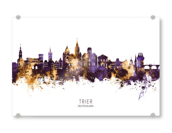 Acrylglasbild "Trier Germany Skyline PurpleGold" artboxONE - Städte