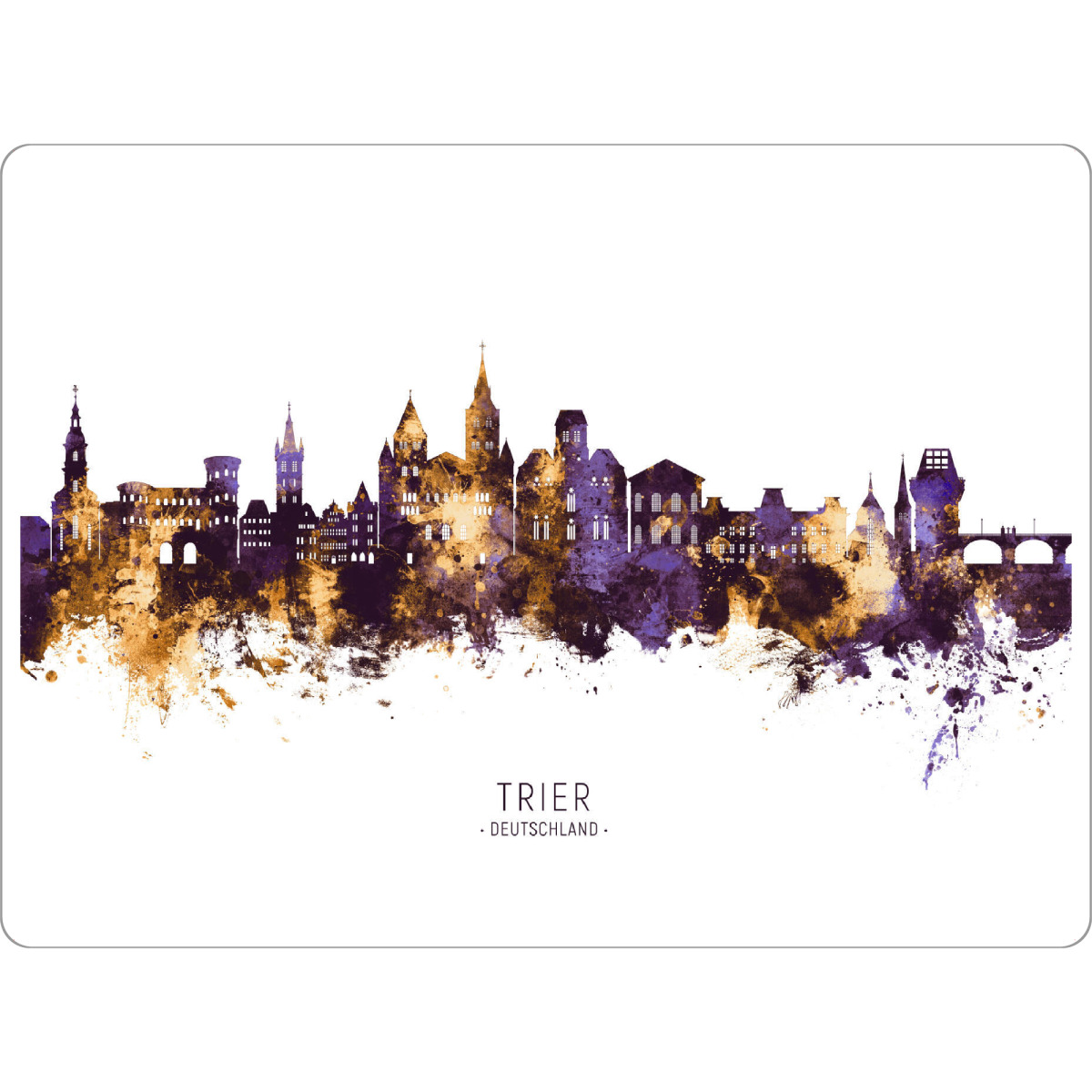 Tischset "Trier Germany Skyline PurpleGold" artboxONE - Städte - Trier,Deutschland,Skyline,Cityscape,Stadtbild,Watercolor,Painting,City,Stadt,Germany