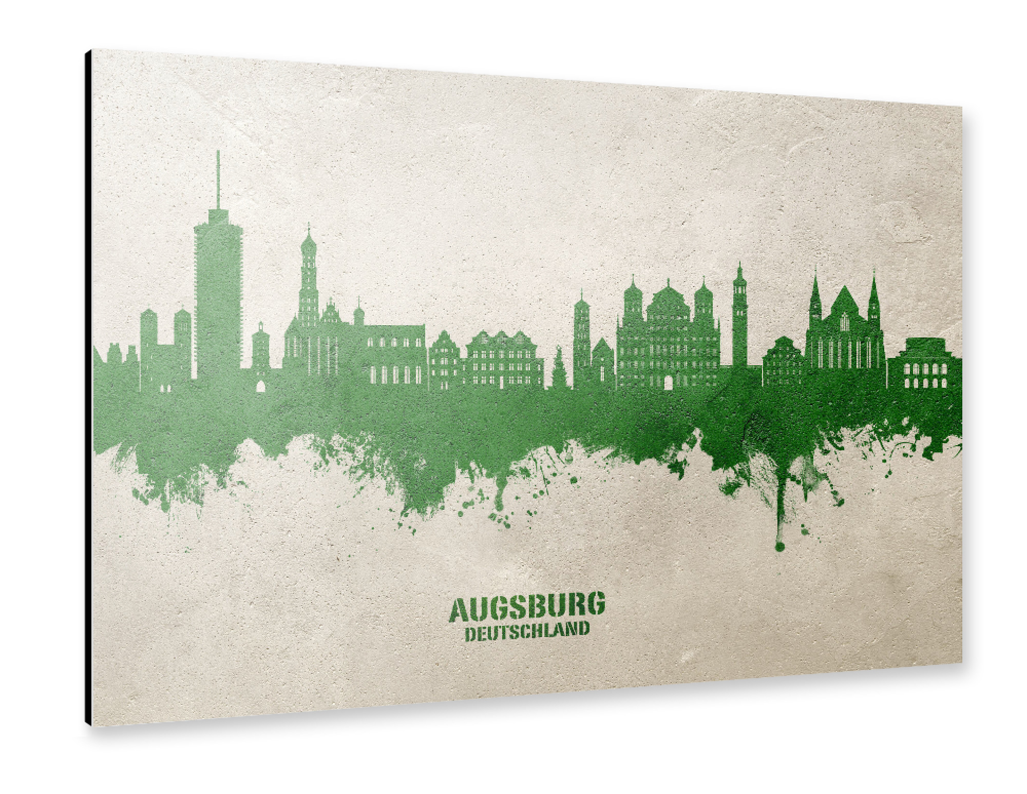 Alu-Dibond "Augsburg Skyline PaintGreen" 30x20 cm artboxONE