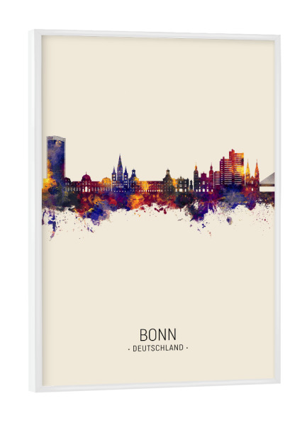 Poster mit weißem Rahmen "Bonn Germany Skyline Beige" artboxONE - Städte