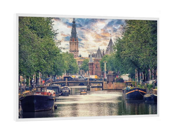 Poster mit weißem Rahmen "Amsterdam City Sunset" artboxONE - Städte,Reise,Architektur,Reise / Länder,Städte / Amsterdam