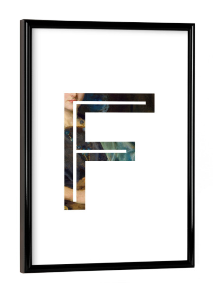 Poster mit schwarzem Rahmen "IMPRESS-LETTER F" artboxONE - Typografie,Fashion,Buchstaben,Buchstaben / F