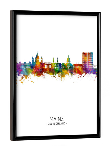 Poster mit schwarzem Rahmen "Mainz Germany Skyline Portrait" artboxONE - Städte