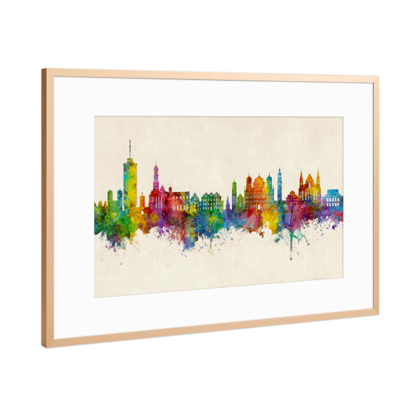 Poster mit Rahmen Kupfer "Augsburg Germany Skyline Urban" artboxONE - Städte