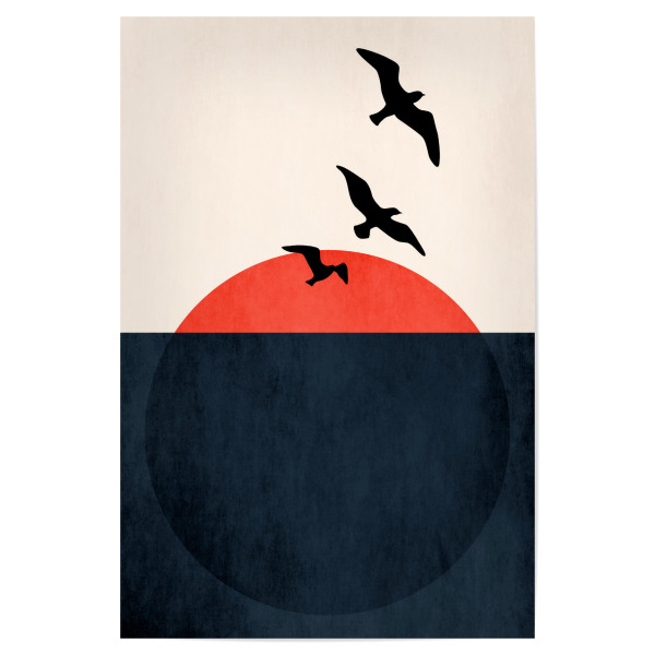Poster 30x20 cm "Sunset Breeze" artboxONE - Tiere,Abstrakt,Geometrie - Vögel,Meer,Abstract,Abstrakt,Birds,Tiere,Animals,Sun,Sonne