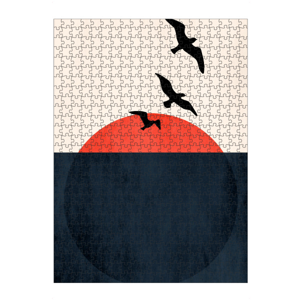 Puzzle Ravensburger "Sunset Breeze" artboxONE - Tiere,Abstrakt,Geometrie - Vögel,Meer,Abstract,Abstrakt,Birds,Tiere,Animals,Sun,Sonne - Bild vögel