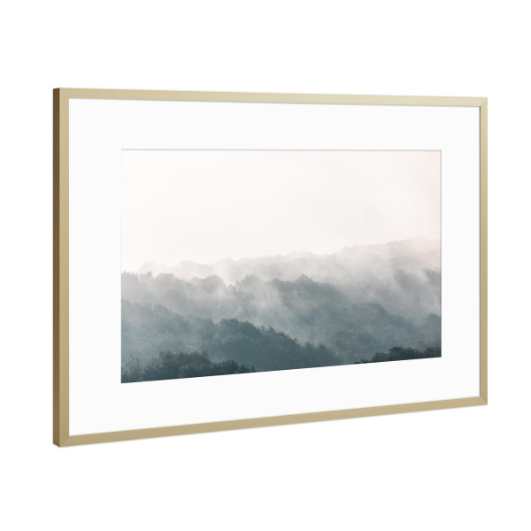 Poster mit Rahmen Gold "Waldwolken" artboxONE - Natur