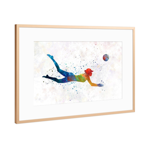 Poster mit Rahmen Kupfer "Watercolor volleyball player-g" artboxONE - Sport