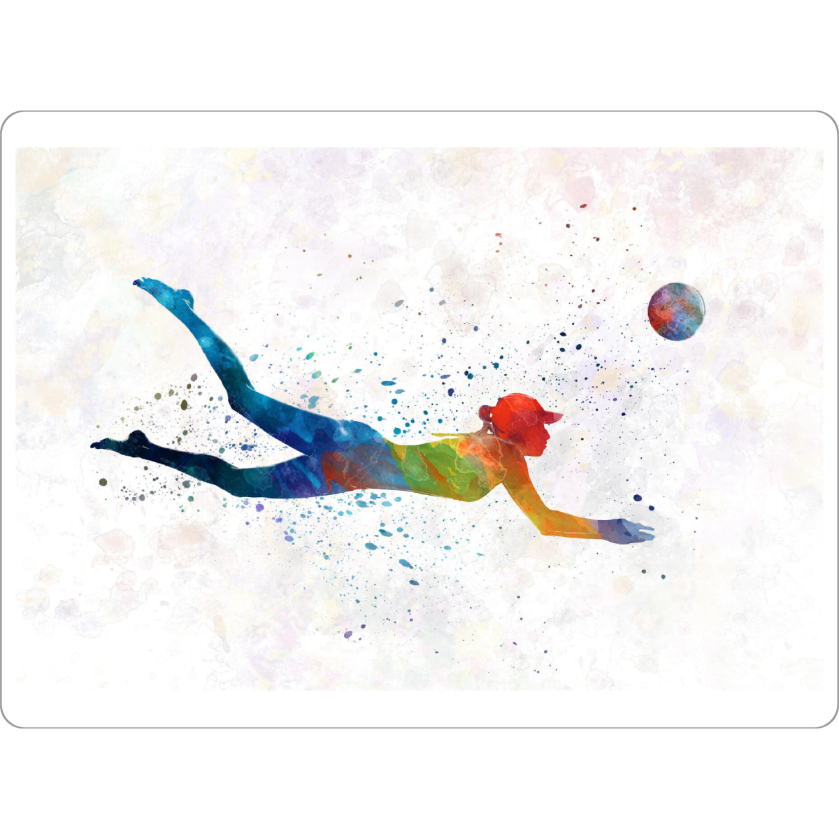 Tischset "Watercolor volleyball player-g" artboxONE - Sport - Sports,Color,Watercolor,Volleyball,Beach volleyball,Jump,Player,Red,Sport,Bunt,Colorful