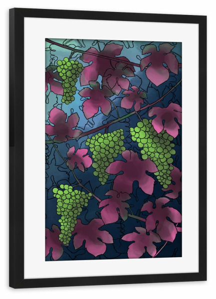 Poster mit Rahmen schwarz "Grüner Wein" artboxONE - Natur,Floral,Abstrakt