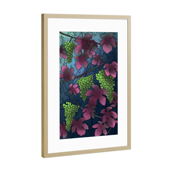 Poster mit Rahmen Gold "Grüner Wein" artboxONE - Natur,Floral,Abstrakt