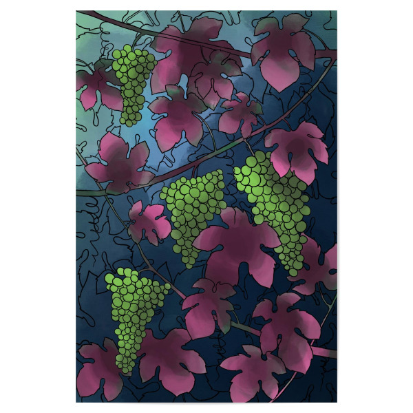 Poster "Grüner Wein" artboxONE - Natur,Floral,Abstrakt - Wein,Weinreben,Abstrakt,Grafisch,Surreal,Wine,Trauben,Plants,Pflanzen,Botanical,Botanisch
