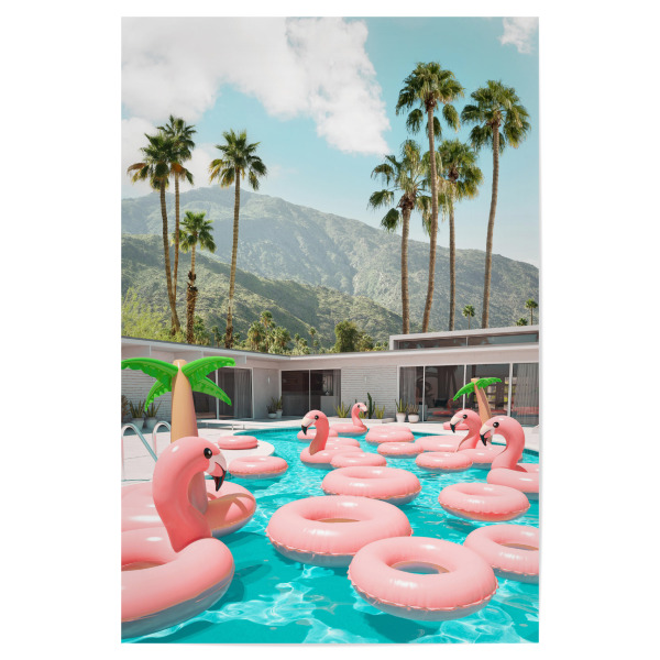 Poster "Flamingo Pool Party" artboxONE - Natur,Floral,Architektur,Reise / Strand und Meer,Städte / Los Angeles
