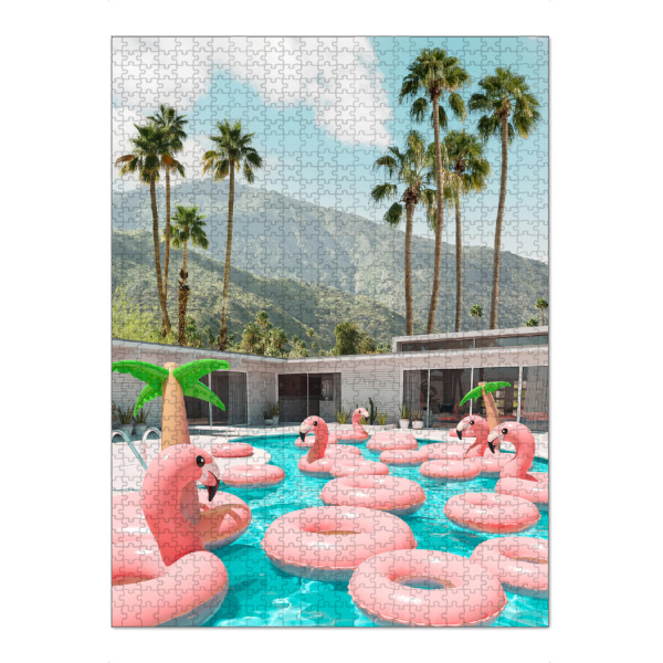 Puzzle Ravensburger "Flamingo Pool Party" artboxONE - Natur,Floral,Architektur,Reise / Strand und Meer,Städte / Los Angeles
