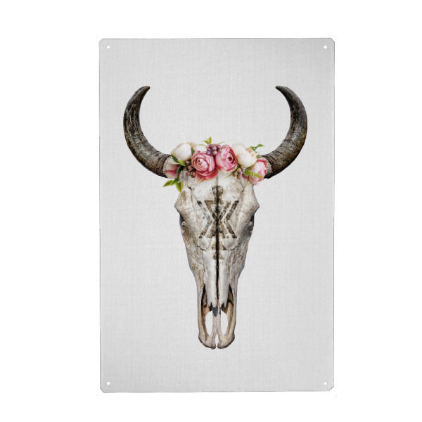 Metall Poster "Floral Cow Skull" artboxONE - Natur,Reise,Tiere,Reise / Afrika,Für Mama