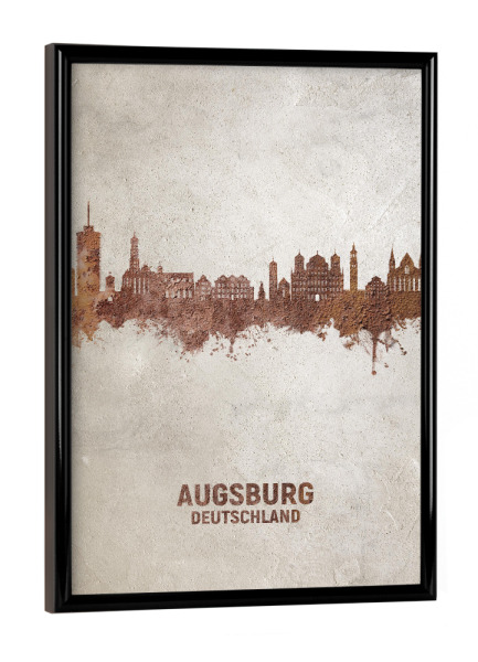 Poster mit schwarzem Rahmen "Augsburg Germany Skyline Rust" artboxONE - Städte