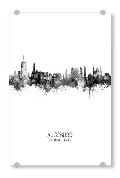 Acrylglasbild "Augsburg Germany Skyline BW" artboxONE - Städte
