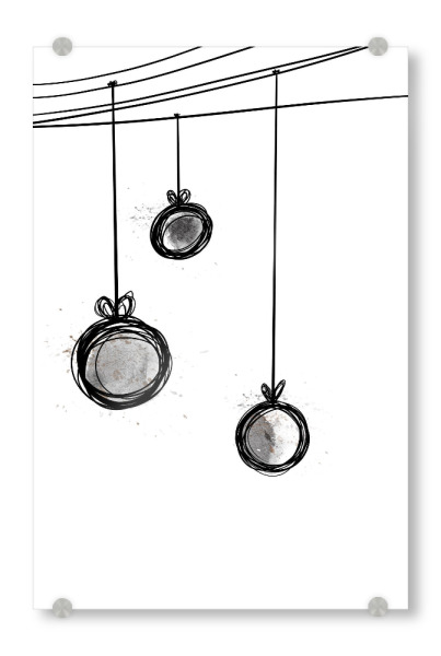 Acrylglasbild "Weihnachtskugeln bw" artboxONE - Abstrakt,Schwarzweiß,Weihnachten