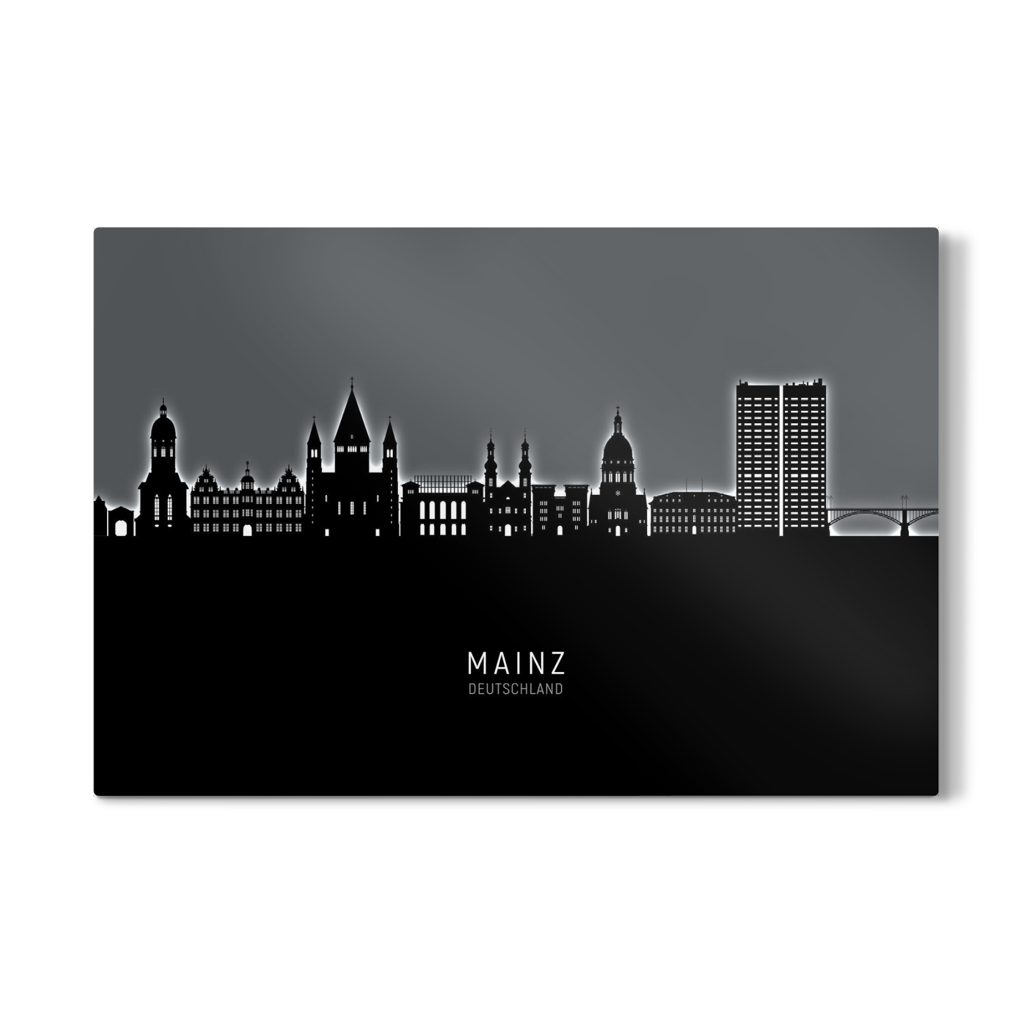 Galerie-Print "Mainz Germany Skyline Glow White" 30x20 cm artboxONE