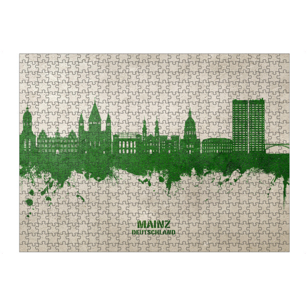 artboxONE Puzzle "Mainz Germany Skyline PaintGreen" artboxONE - Städte