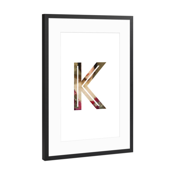Poster mit Rahmen Schwarz (Metallic) "IMPRESS-LETTER K" artboxONE - Typografie,Fashion,Buchstaben,Buchstaben / K