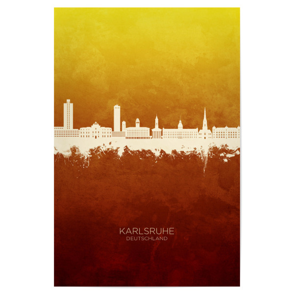 Poster 30x20 cm "Karlsruhe Skyline RedYellow" artboxONE - Städte