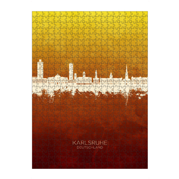 Puzzle Ravensburger "Karlsruhe Skyline RedYellow" artboxONE - Städte