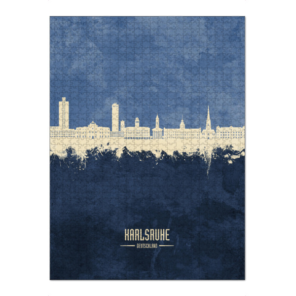 Puzzle Ravensburger "Karlsruhe Germany Skyline Navy" artboxONE - Städte
