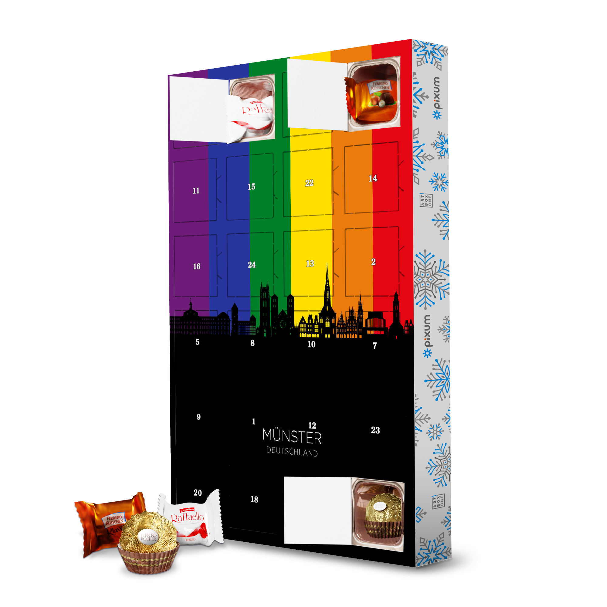 Adventskalender mit Ferrero Pralinen Münster Germany Skyline Pride artboxONE Adventskalender Städte