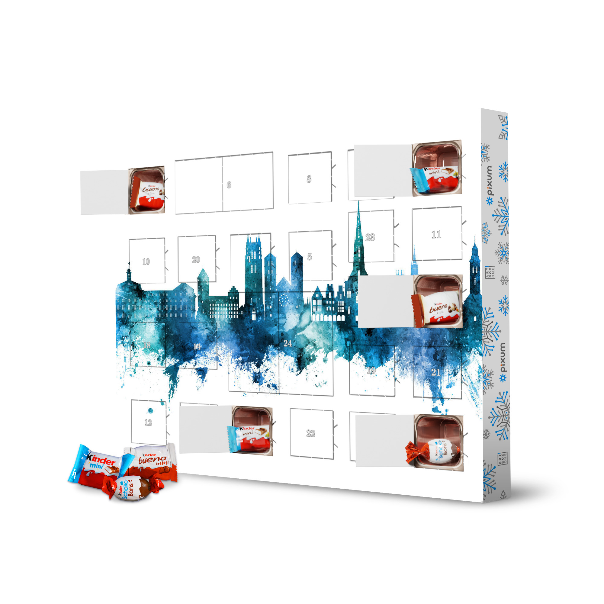 Adventskalender XXL mit Produkten von Kinder Münster Germany Skyline Blue artboxONE Adventskalender Städte